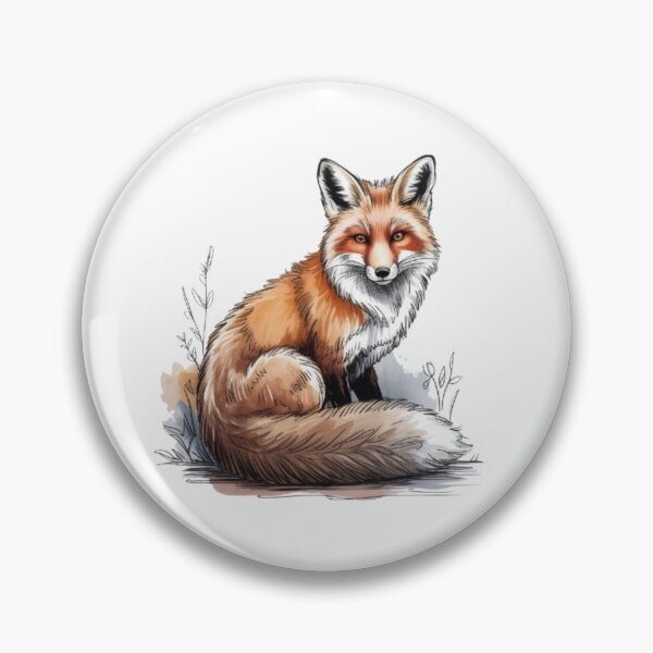 Item preview, Majestic Red Fox Watercolor with Thick Tail on Black Background designed and sold by SharpAura25.