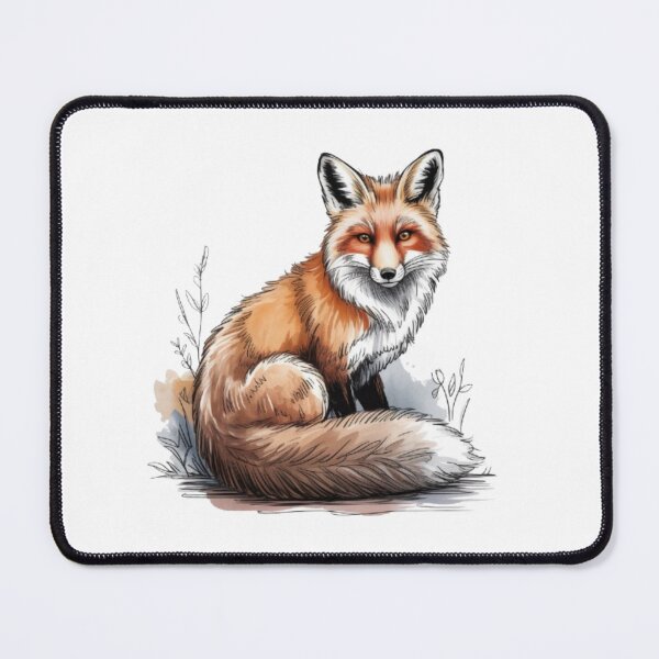 Item preview, Majestic Red Fox Watercolor with Thick Tail on Black Background designed and sold by SharpAura25.