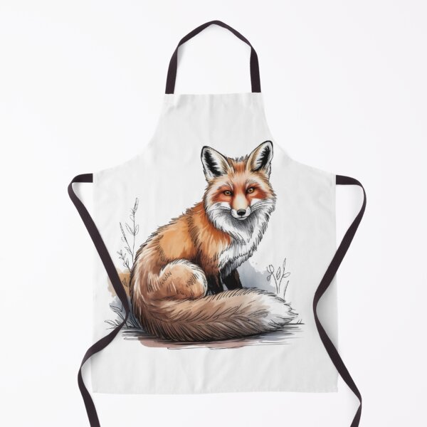 Item preview, Majestic Red Fox Watercolor with Thick Tail on Black Background designed and sold by SharpAura25.