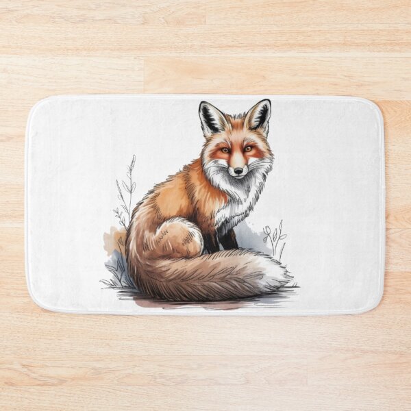 Item preview, Majestic Red Fox Watercolor with Thick Tail on Black Background designed and sold by SharpAura25.