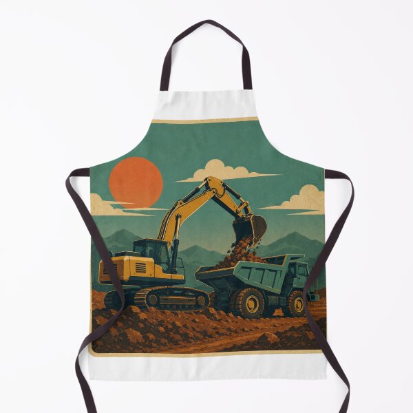 Item preview, Vintage Excavator and Dump Truck Earthmoving Construction Retro Design designed and sold by kakmi-art.