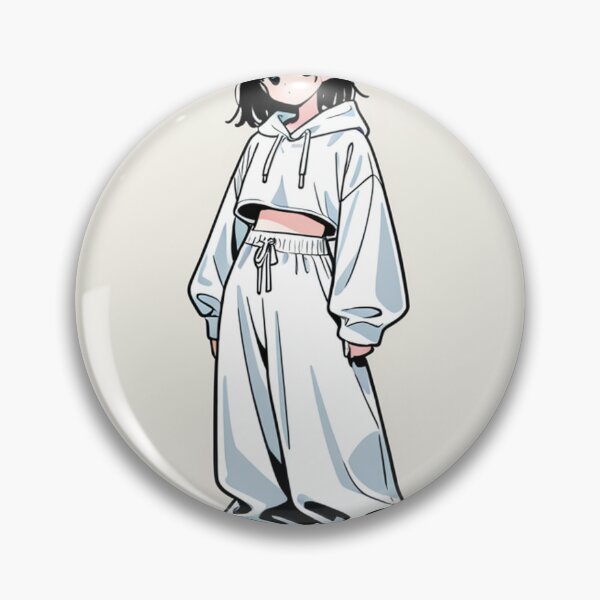 Item preview, Fashion - Girl in White Crop Hoodie Baggy Pants Chunky Sneakers Variant 2 designed and sold by AnimeShin.
