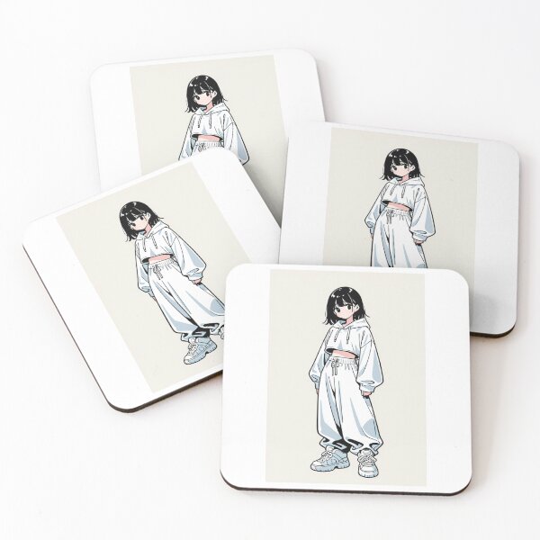 Item preview, Fashion - Girl in White Crop Hoodie Baggy Pants Chunky Sneakers Variant 2 designed and sold by AnimeShin.