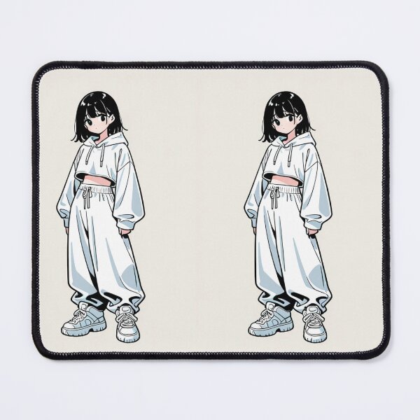 Item preview, Fashion - Girl in White Crop Hoodie Baggy Pants Chunky Sneakers Variant 2 designed and sold by AnimeShin.