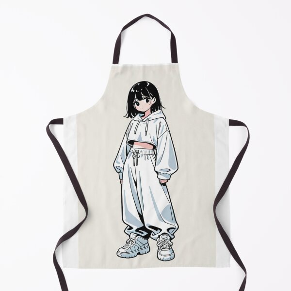 Item preview, Fashion - Girl in White Crop Hoodie Baggy Pants Chunky Sneakers Variant 2 designed and sold by AnimeShin.