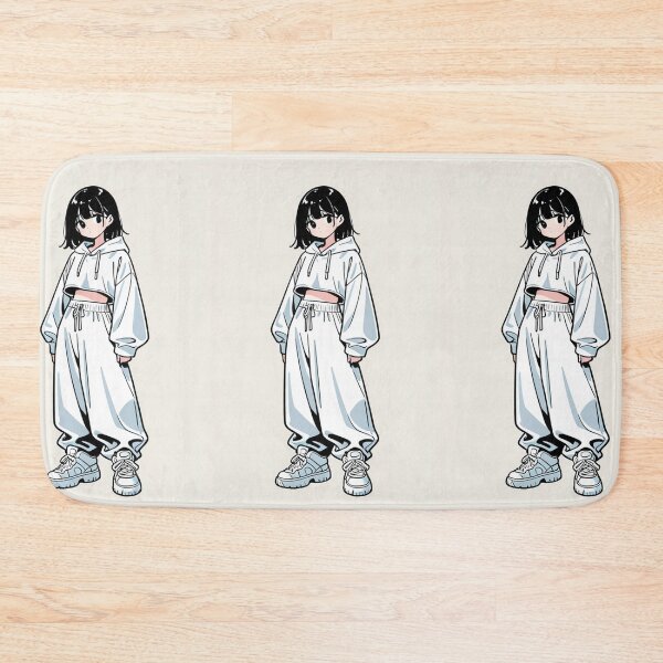 Item preview, Fashion - Girl in White Crop Hoodie Baggy Pants Chunky Sneakers Variant 2 designed and sold by AnimeShin.