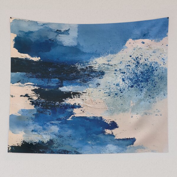 Item preview, Abstract Textured Blue Palette No. 27 - Sapphire Whispers at Dawn designed and sold by SlowRegardArt.