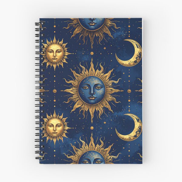 Item preview, Celestial Sun Moon Face Midnight Blue Gold Seamless Pattern designed and sold by Grainwork.
