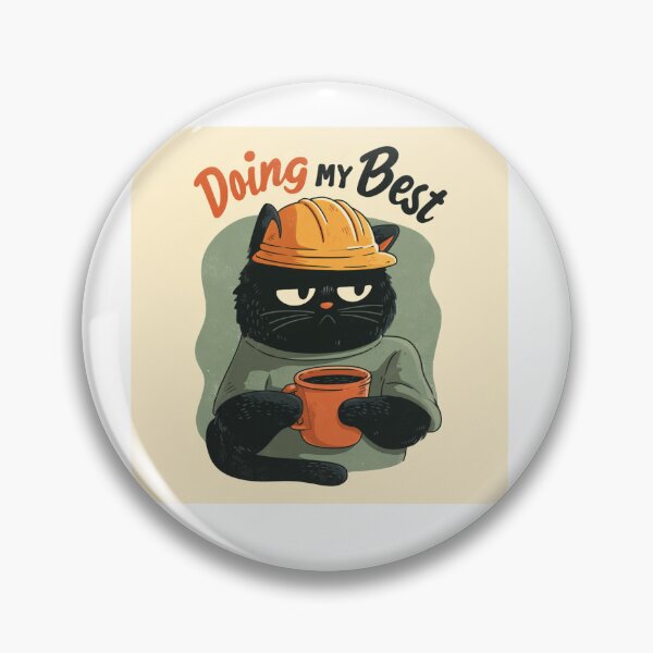 Item preview, Doing My Best Grumpy Cat Sticker — Funny Black Cat Hard Hat Coffee Lover Gift designed and sold by 757Prints.