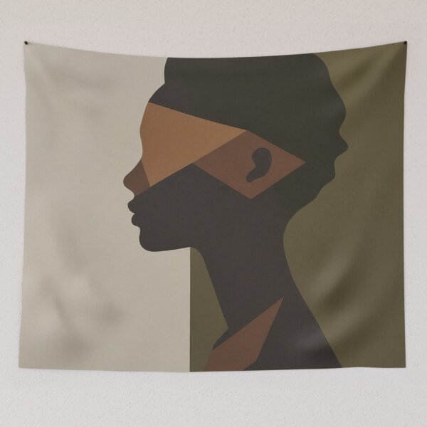 Item preview, Abstract Female Profile Olive Green Painting designed and sold by EnmarcArt.