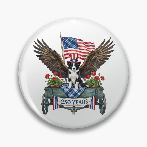Item preview, Border Collie Dog with Wings and American Flag - Patriotic 250 Years Milestone Emblem designed and sold by The Real Life Symphony.