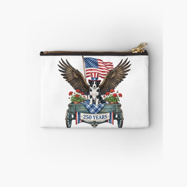 Item preview, Border Collie Dog with Wings and American Flag - Patriotic 250 Years Milestone Emblem designed and sold by The Real Life Symphony.