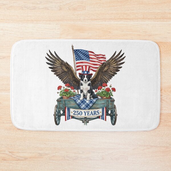 Item preview, Border Collie Dog with Wings and American Flag - Patriotic 250 Years Milestone Emblem designed and sold by The Real Life Symphony.