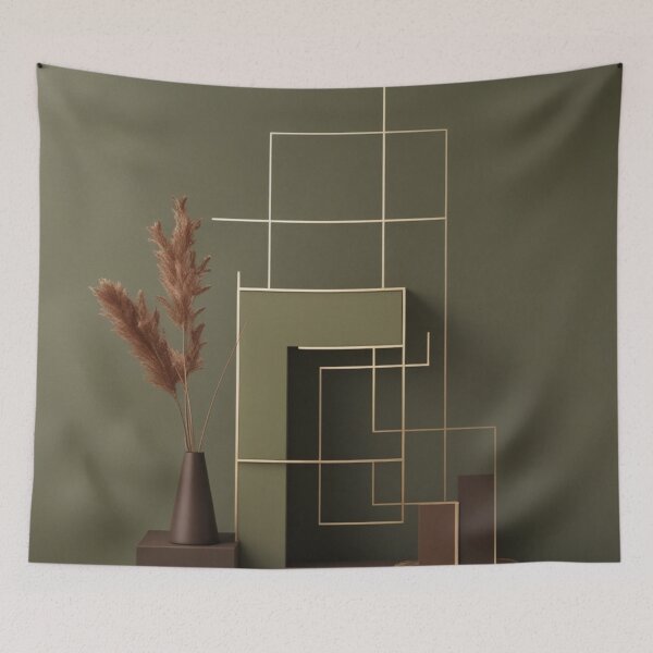 Item preview, Olive Green Architectural Geometric Still Poster designed and sold by EnmarcArt.
