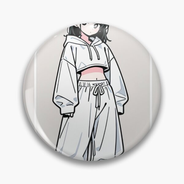 Item preview, Fashion - Girl in White Crop Hoodie Baggy Pants Chunky Sneakers designed and sold by AnimeShin.