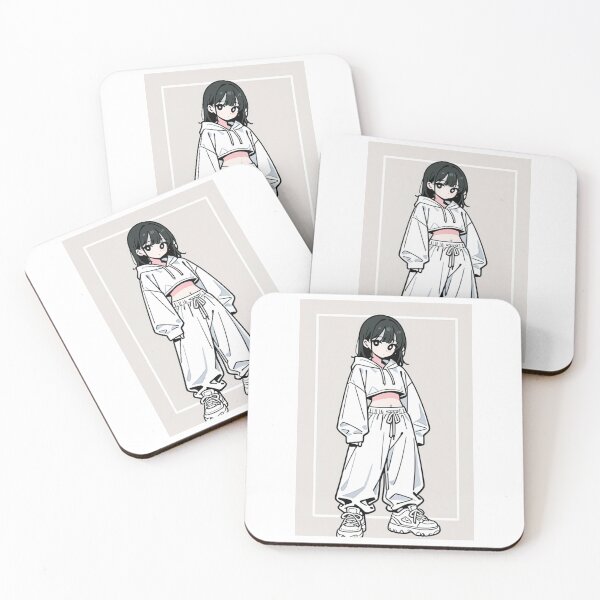 Item preview, Fashion - Girl in White Crop Hoodie Baggy Pants Chunky Sneakers designed and sold by AnimeShin.