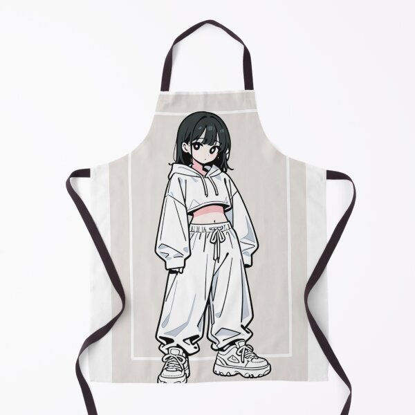 Item preview, Fashion - Girl in White Crop Hoodie Baggy Pants Chunky Sneakers designed and sold by AnimeShin.