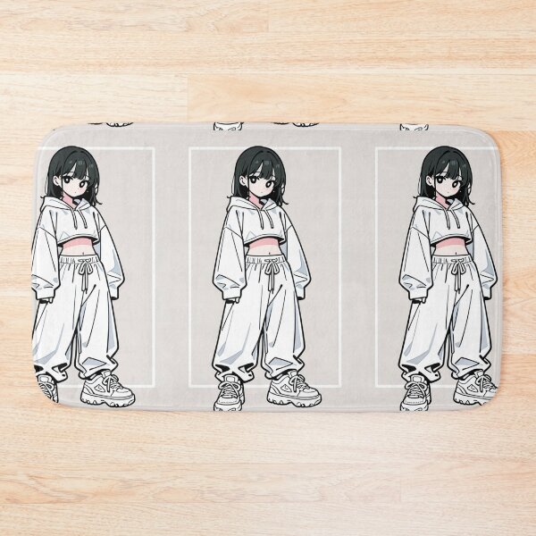 Item preview, Fashion - Girl in White Crop Hoodie Baggy Pants Chunky Sneakers designed and sold by AnimeShin.