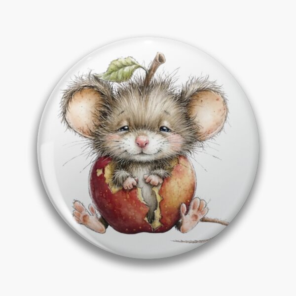 Item preview, Cute and Fluffy Mouse Emerging from a Red Apple (Watercolor Style) designed and sold by SharpAura25.
