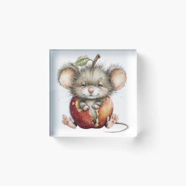 Item preview, Cute and Fluffy Mouse Emerging from a Red Apple (Watercolor Style) designed and sold by SharpAura25.