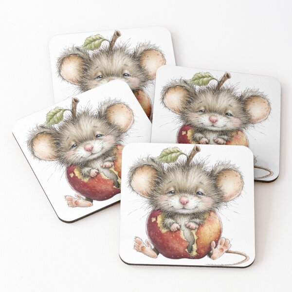 Item preview, Cute and Fluffy Mouse Emerging from a Red Apple (Watercolor Style) designed and sold by SharpAura25.