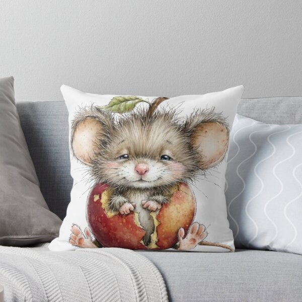 Item preview, Cute and Fluffy Mouse Emerging from a Red Apple (Watercolor Style) designed and sold by SharpAura25.