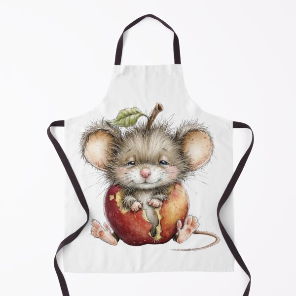 Item preview, Cute and Fluffy Mouse Emerging from a Red Apple (Watercolor Style) designed and sold by SharpAura25.