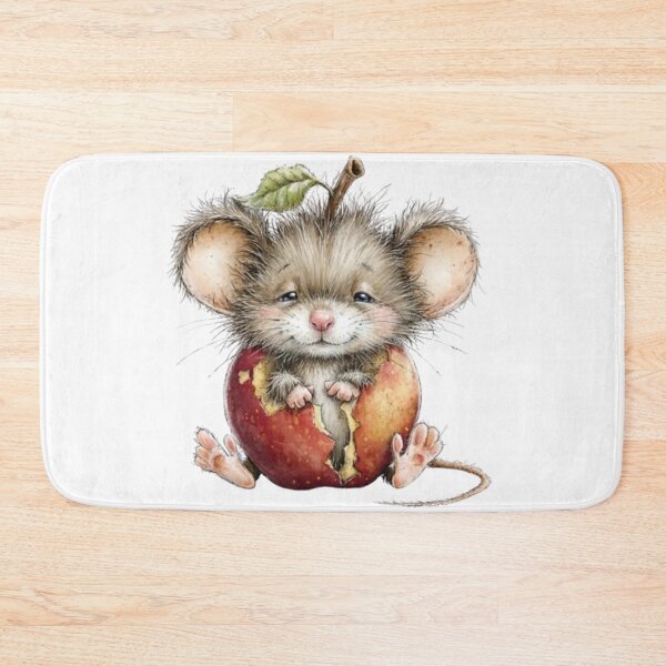 Item preview, Cute and Fluffy Mouse Emerging from a Red Apple (Watercolor Style) designed and sold by SharpAura25.