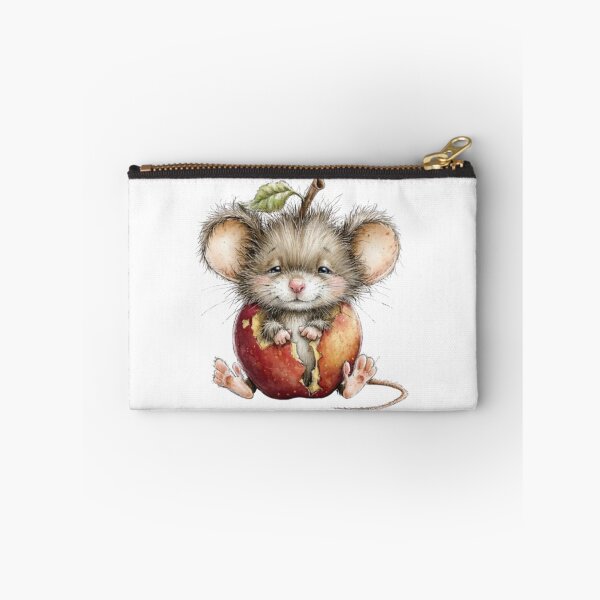 Item preview, Cute and Fluffy Mouse Emerging from a Red Apple (Watercolor Style) designed and sold by SharpAura25.