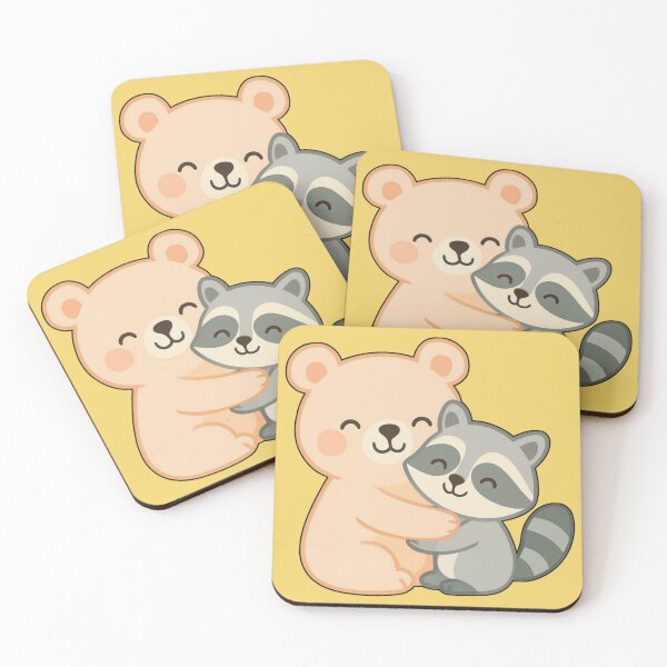 Item preview, Bear and Raccoon Best Friends Cute Baby Animal Design designed and sold by GreennieArt.