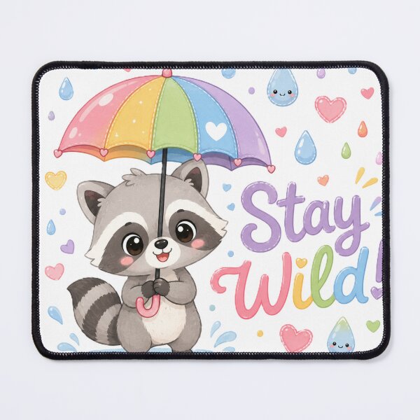 Item preview, Stay Wild Cute Raccoon Rainbow Umbrella Raindrop Design designed and sold by Sharlo Shop.