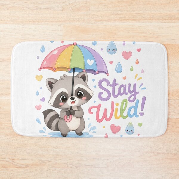 Item preview, Stay Wild Cute Raccoon Rainbow Umbrella Raindrop Design designed and sold by Sharlo Shop.