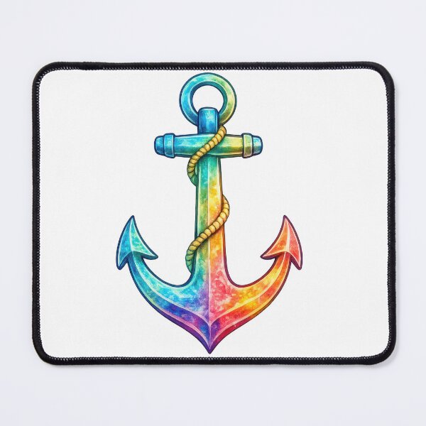 Item preview, Rainbow Watercolor Anchor with Rope designed and sold by jgvisualarts.