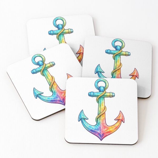 Item preview, Rainbow Watercolor Anchor with Rope designed and sold by jgvisualarts.