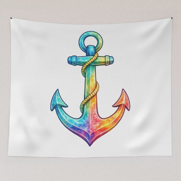 Item preview, Rainbow Watercolor Anchor with Rope designed and sold by jgvisualarts.