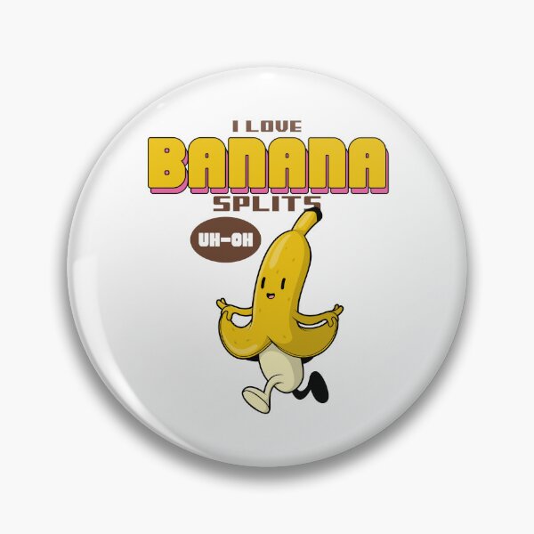 Item preview, Funny Cartoon Pun Design of a Banana Running Away upon hearing the  Quote "I LOVE BANANA SPLITS" the banana says "UH-OH" designed and sold by MKTreasures.