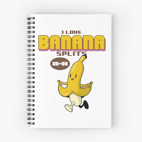 Item preview, Funny Cartoon Pun Design of a Banana Running Away upon hearing the  Quote "I LOVE BANANA SPLITS" the banana says "UH-OH" designed and sold by MKTreasures.