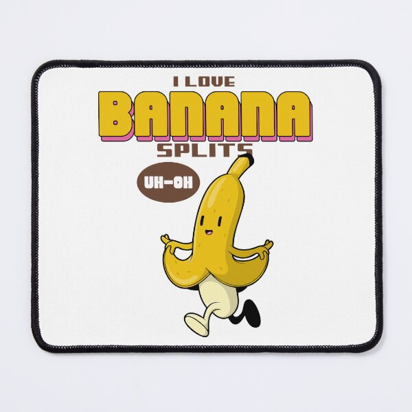 Item preview, Funny Cartoon Pun Design of a Banana Running Away upon hearing the Quote "I LOVE BANANA SPLITS" the banana says "UH-OH" designed and sold by MKTreasures.