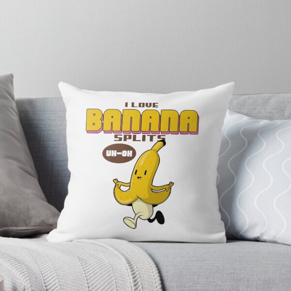 Item preview, Funny Cartoon Pun Design of a Banana Running Away upon hearing the  Quote "I LOVE BANANA SPLITS" the banana says "UH-OH" designed and sold by MKTreasures.