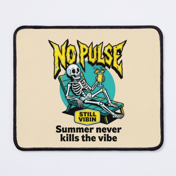 Item preview, No Pulse Still Vibin Summer Never Kills The Vibe Skeleton Graphic — Funny Dark Humor Summer Beach designed and sold by SkTee2k.