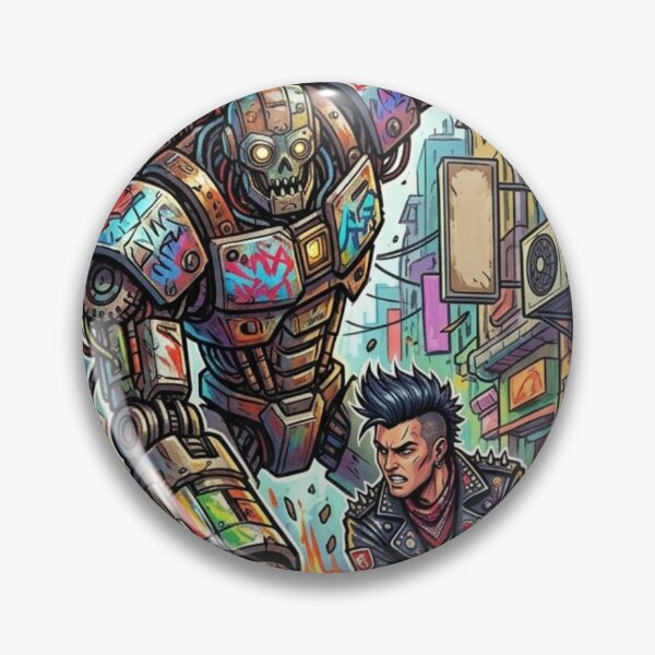 Item preview, Punk guy clashes with robot. designed and sold by PP&RAINBOW SHOP.