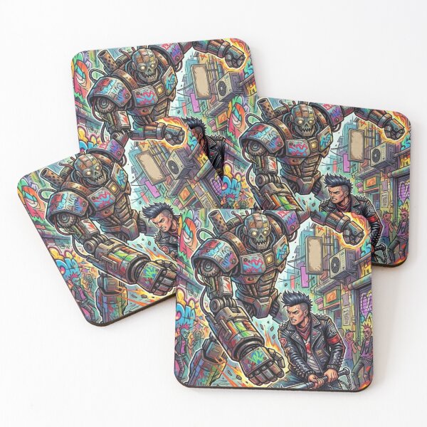 Item preview, Punk guy clashes with robot. designed and sold by PP&RAINBOW SHOP.