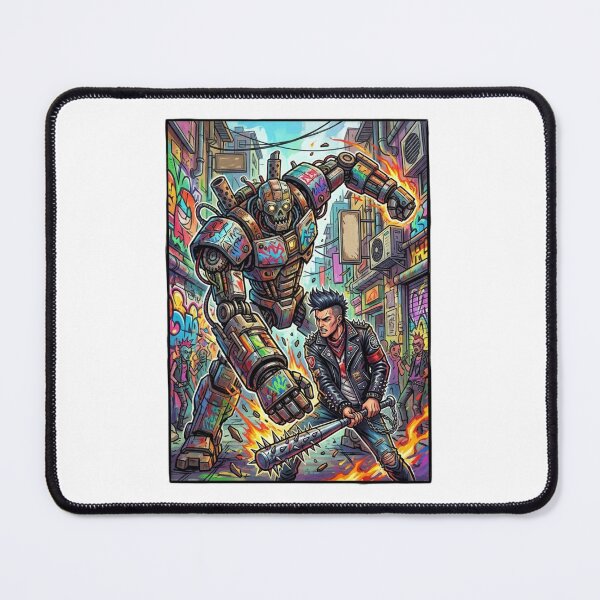 Item preview, Punk guy clashes with robot. designed and sold by PP&RAINBOW SHOP.