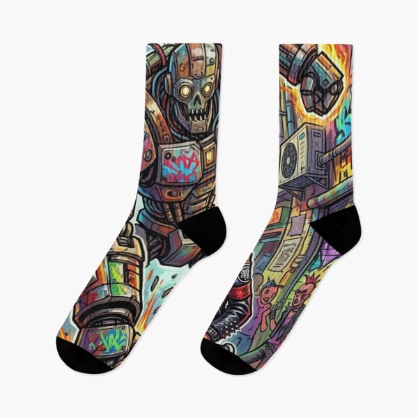 Item preview, Punk guy clashes with robot. designed and sold by PP&RAINBOW SHOP.