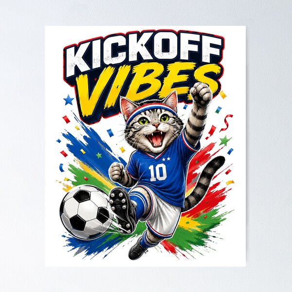Item preview, Kickoff Vibes Soccer Cat 2026 designed and sold by yasmh.
