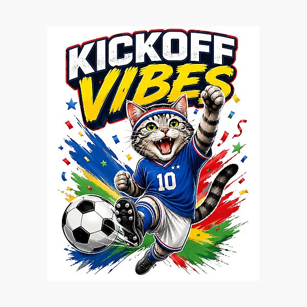 Item preview, Kickoff Vibes Soccer Cat 2026 designed and sold by yasmh.