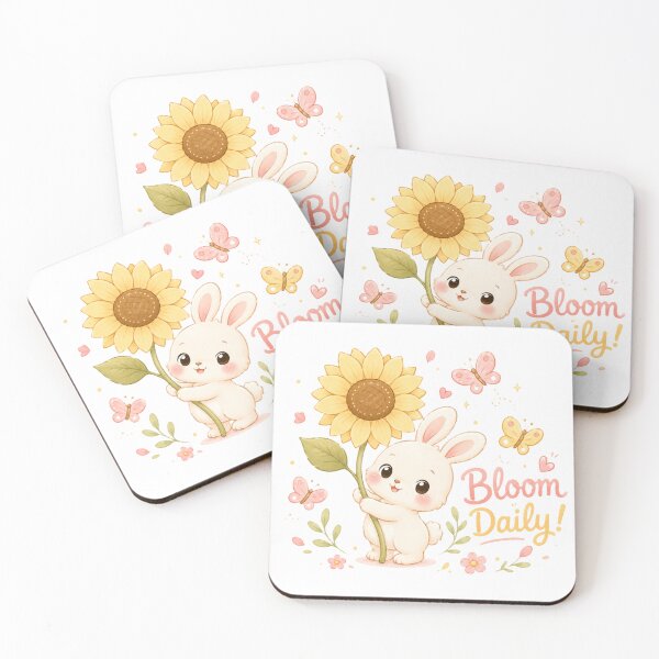 Item preview, Bloom Daily Cute Bunny Sunflower Butterfly Floral Design designed and sold by Sharlo Shop.