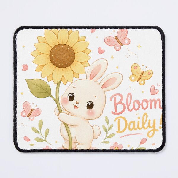 Item preview, Bloom Daily Cute Bunny Sunflower Butterfly Floral Design designed and sold by Sharlo Shop.