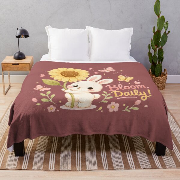 Item preview, Bloom Daily Cute Bunny Sunflower Butterfly Floral Design designed and sold by Sharlo Shop.