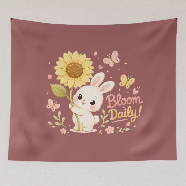 Item preview, Bloom Daily Cute Bunny Sunflower Butterfly Floral Design designed and sold by Sharlo Shop.